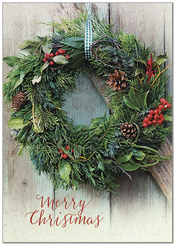 Natural Wreath Christmas Card H7164KW-AA