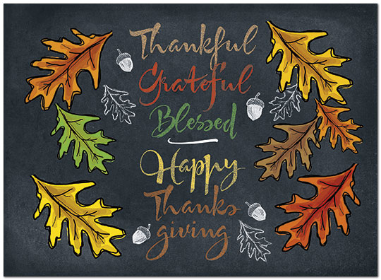Chalkboard Leaves Thanksgiving Card H8100U-AA