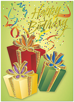 Glitter Gifts Birthday Card A2011G-W