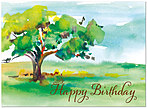 Painted Tree Birthday Card A3033U-Y