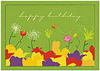 Dancing Flowers Birthday Card A3048KW-X