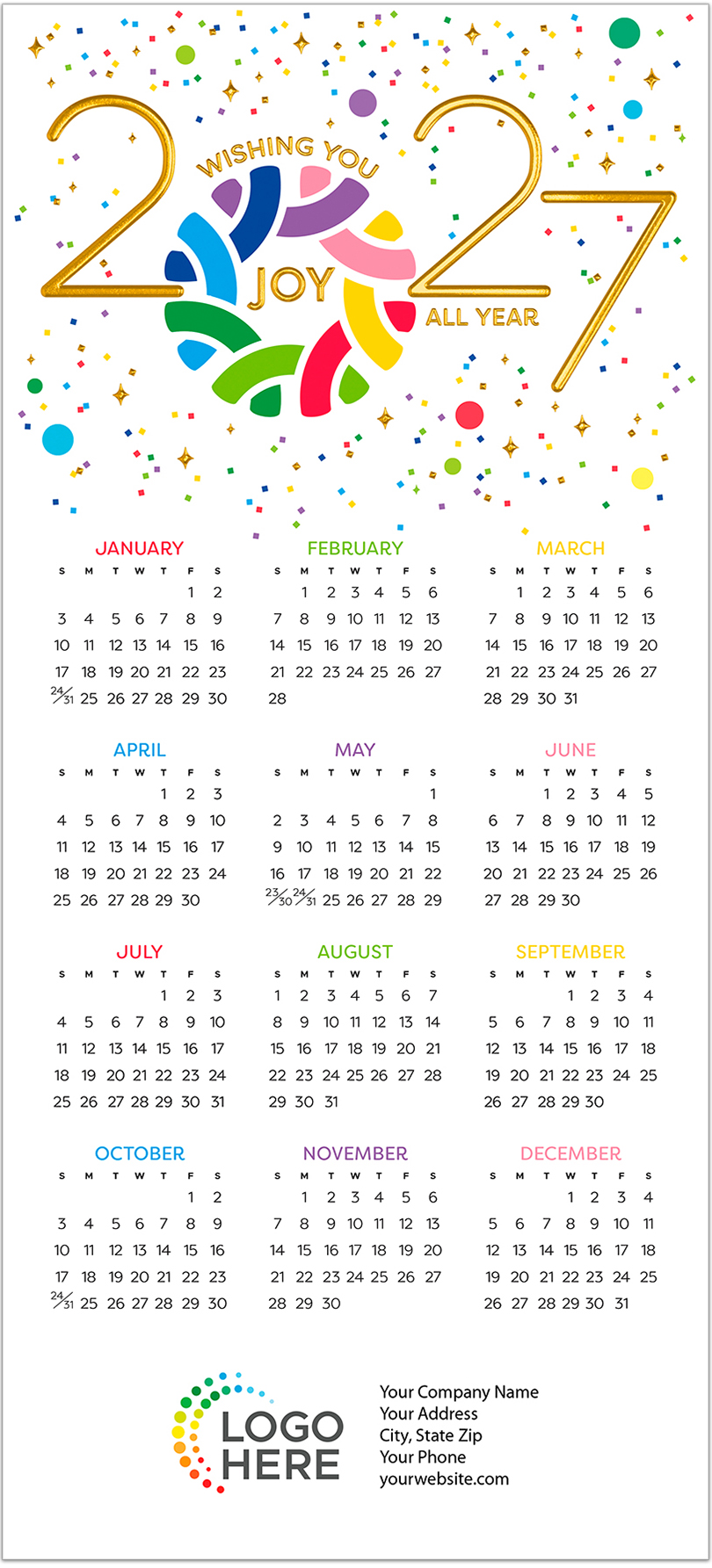 Joy All Year Foil Calendar Card C3474U-AAA