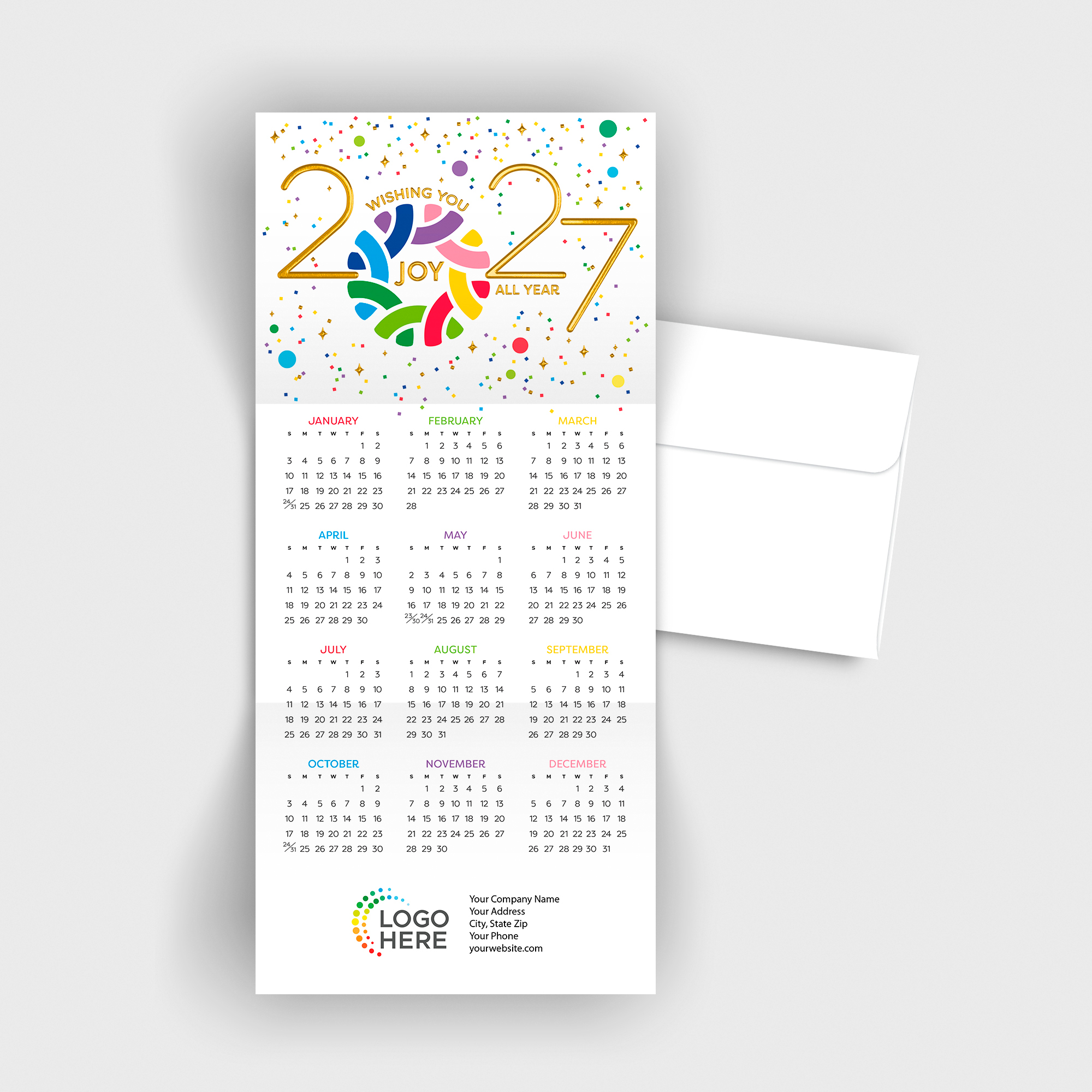 Joy All Year Foil Calendar Card C3474U-AAA