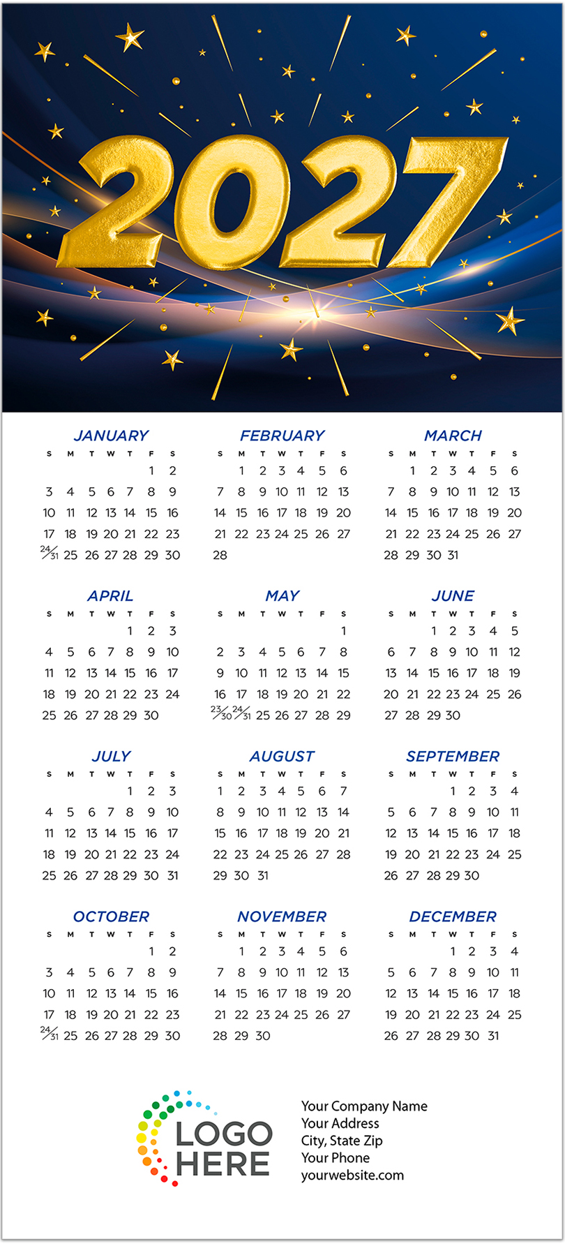 Dynamic 2027 Foil Calendar Card C3474U-AAA