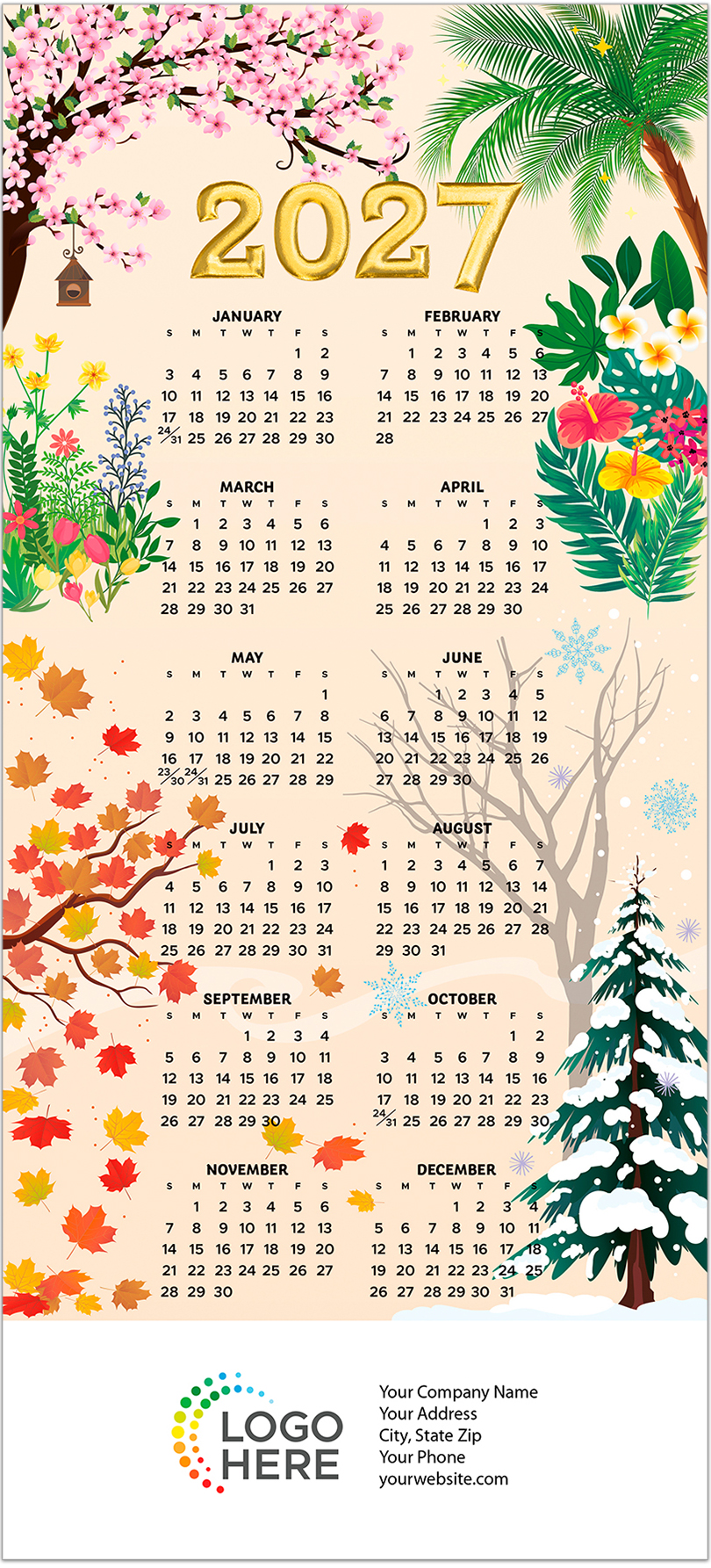 Seasons of Happiness Foil Calendar Card C3475U-AAA