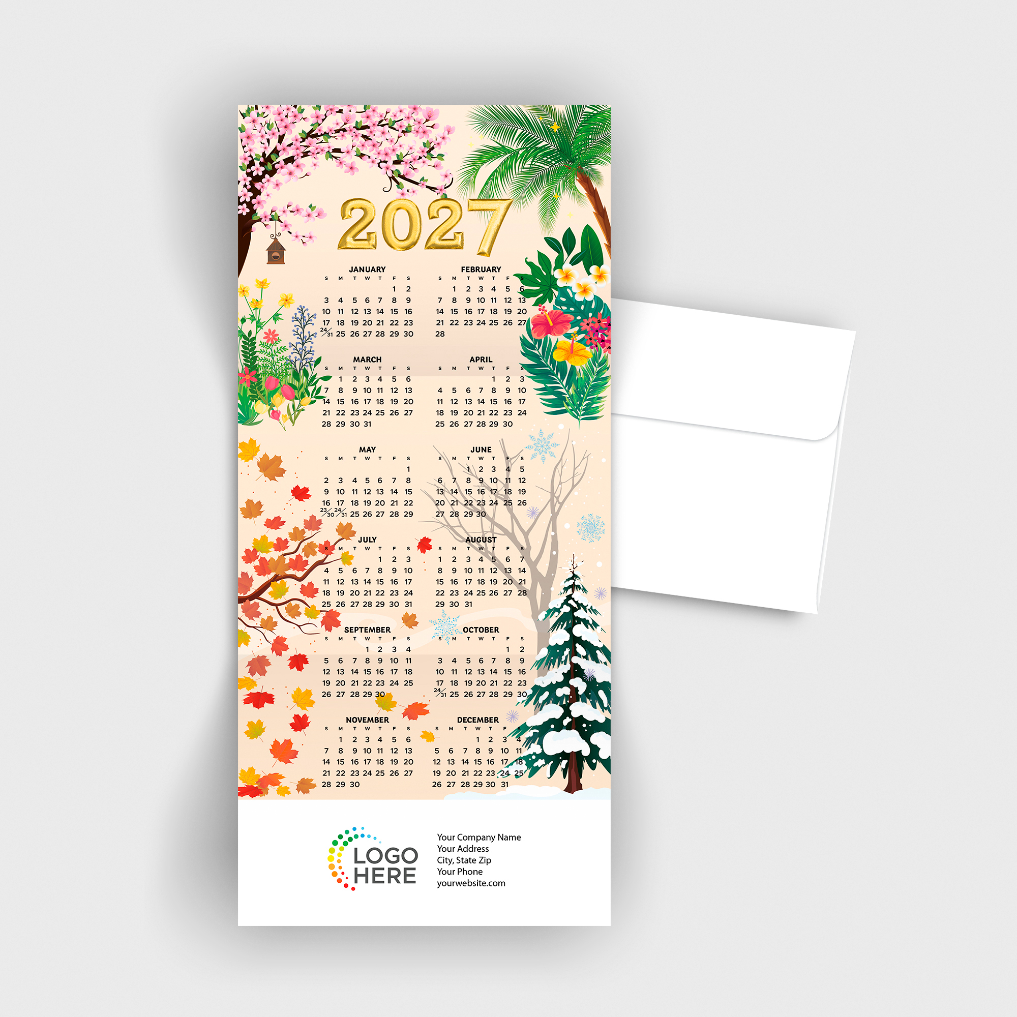 Seasons of Happiness Foil Calendar Card C3475U-AAA