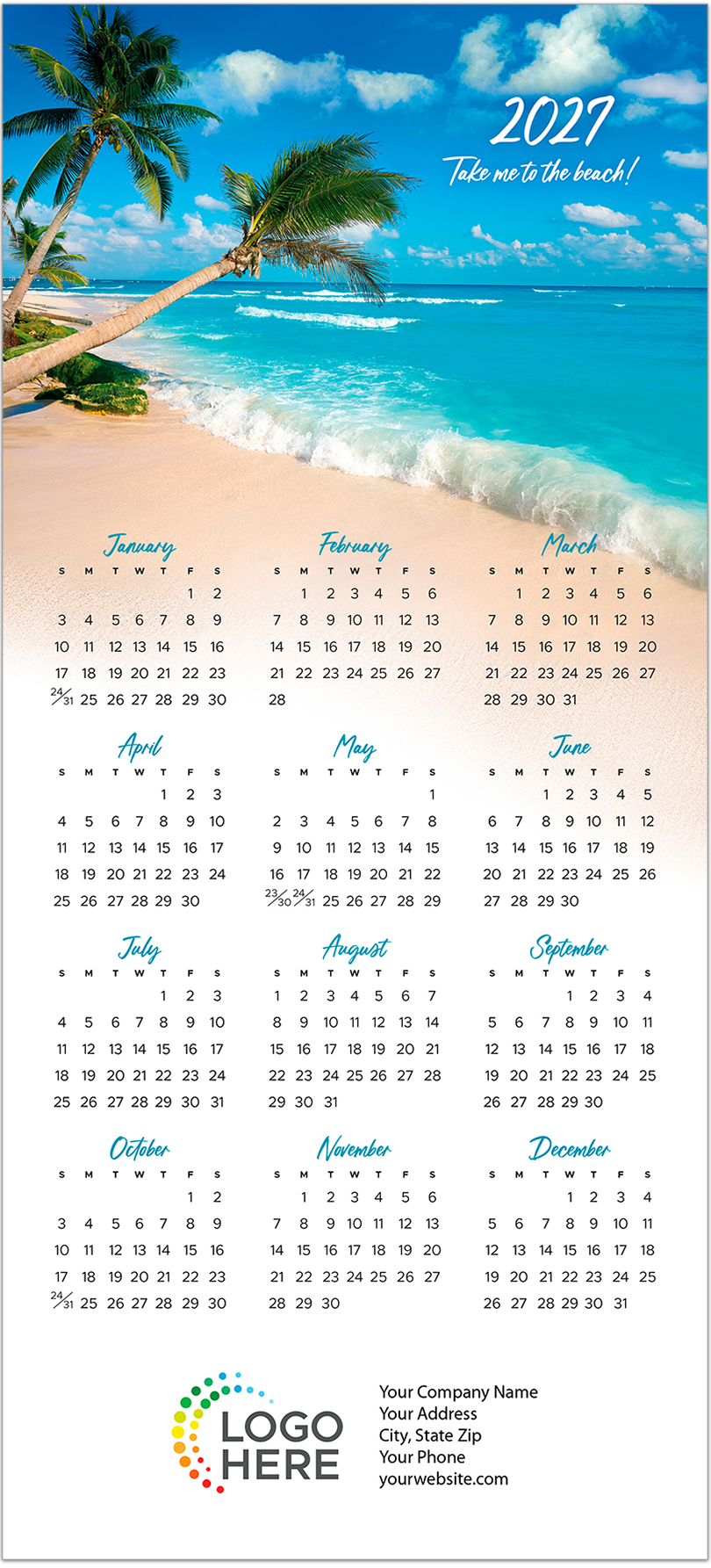 Beach Time Calendar Card H3477U-AA