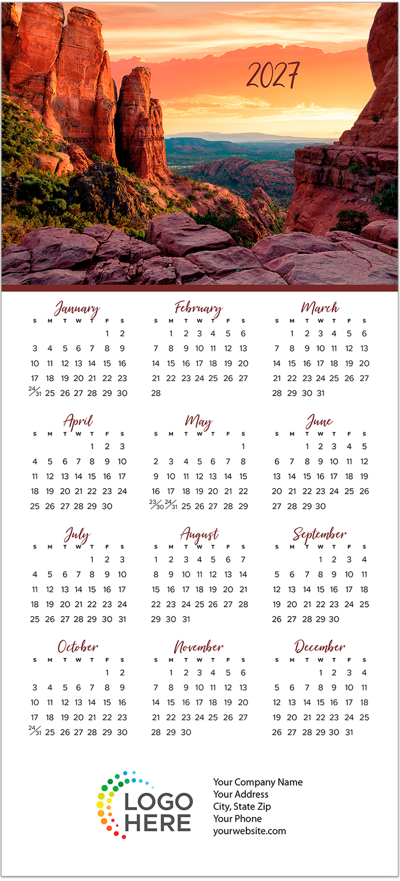 Sedona Sunset Calendar Card C3481U-AA