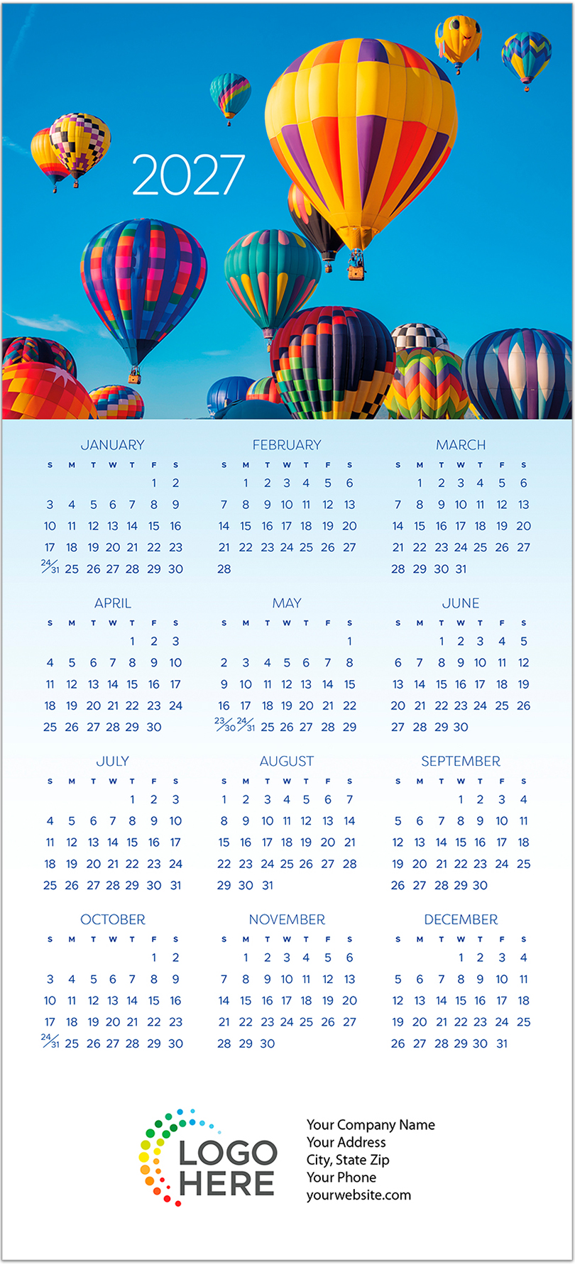 Balloon Adventure Calendar Card C3483U-AA