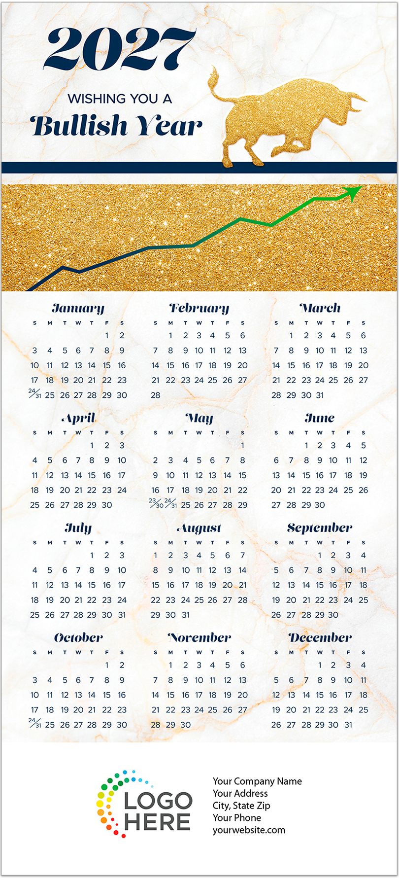 Bullish Year Calendar Card D3486U-AA