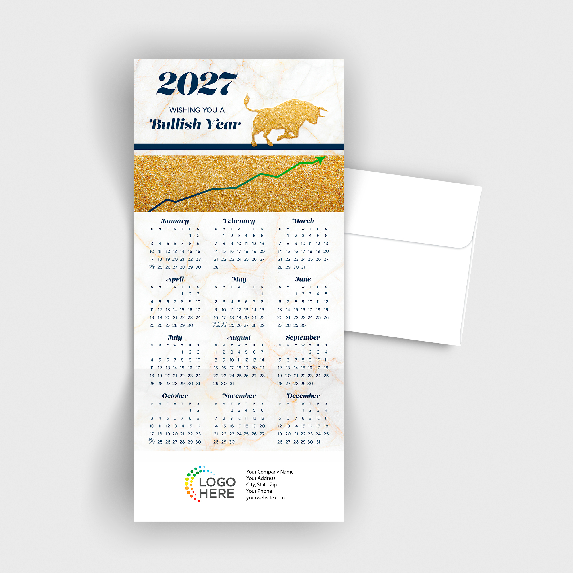 Bullish Year Calendar Card D3486U-AA