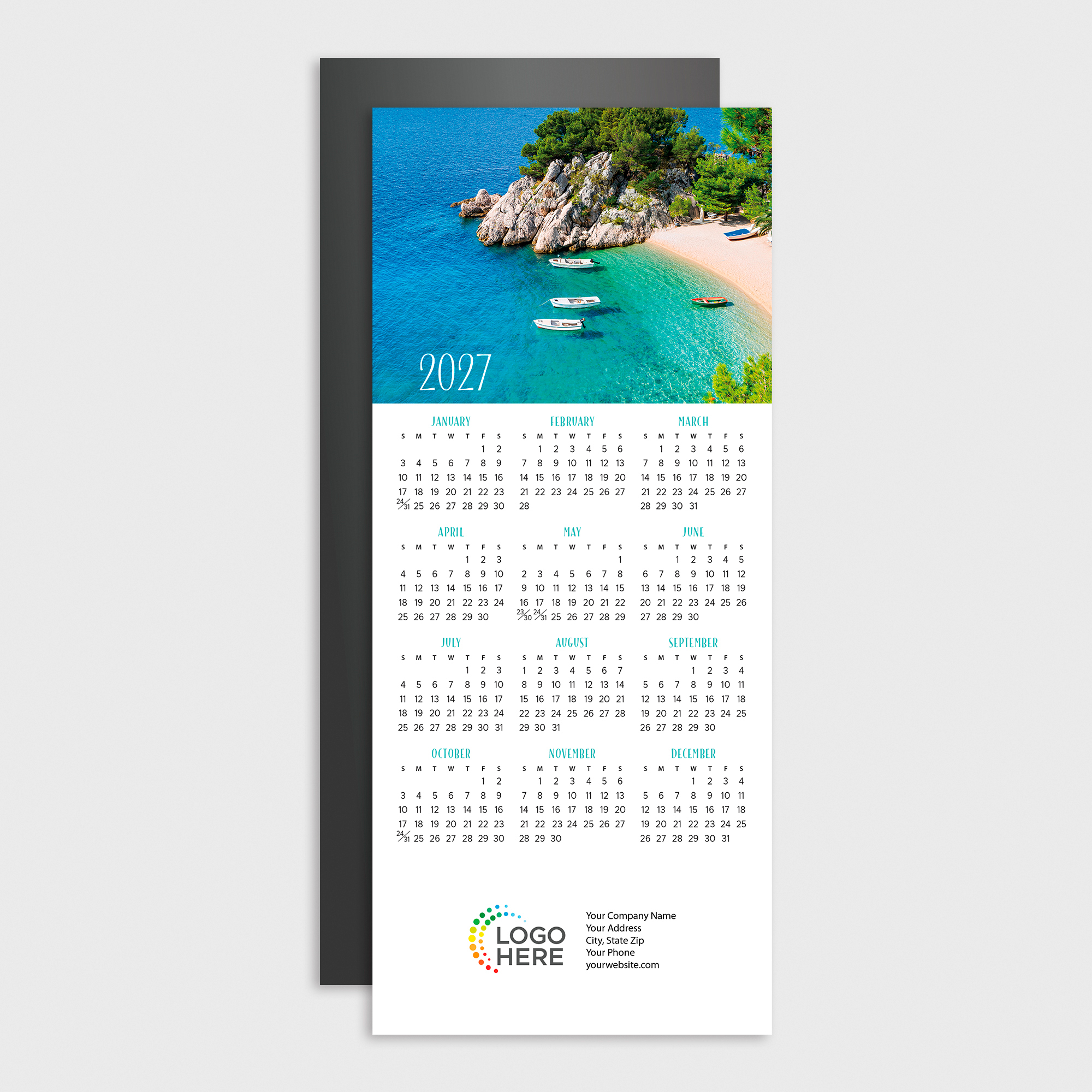 Seaside Beach Magnetic Mini Calendar D3487Q-4B
