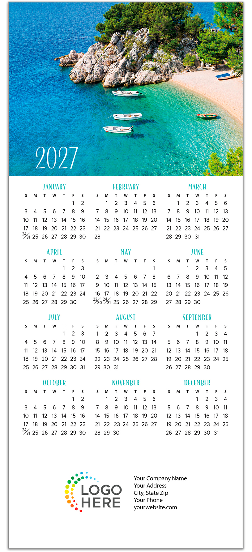 Seaside Beach Mini Calendar D3490Q-B
