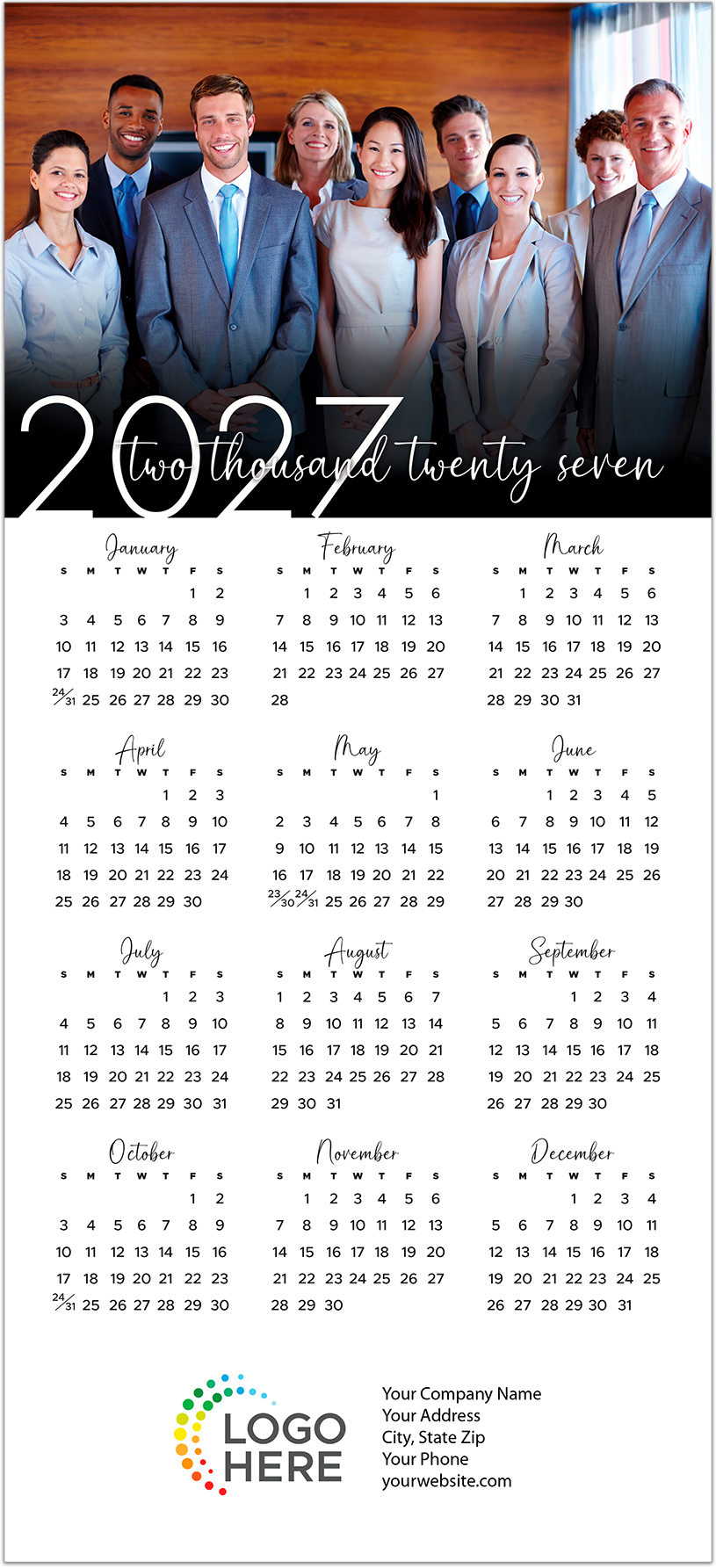 Modern Photo Calendar Card D3497U-4A