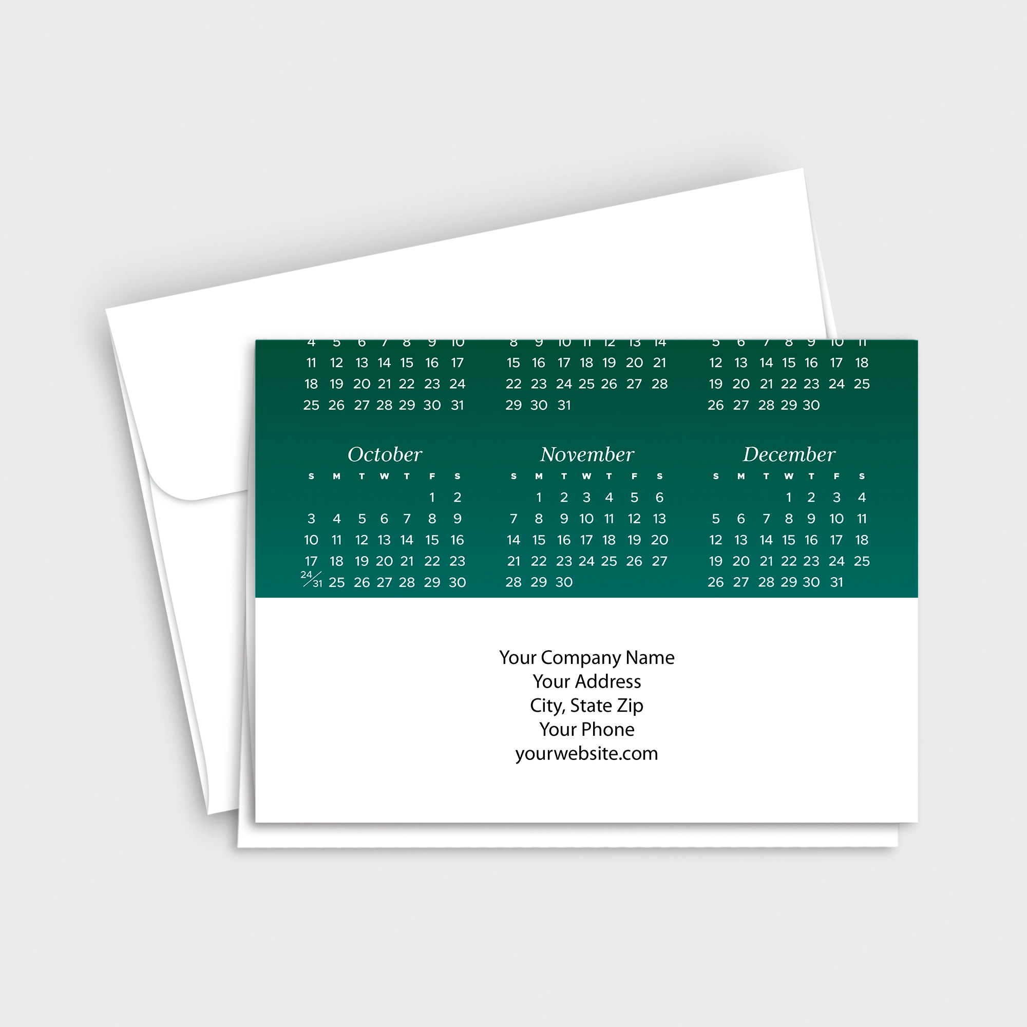 Misty Evergreens Logo Calendar Card D3501U-4A