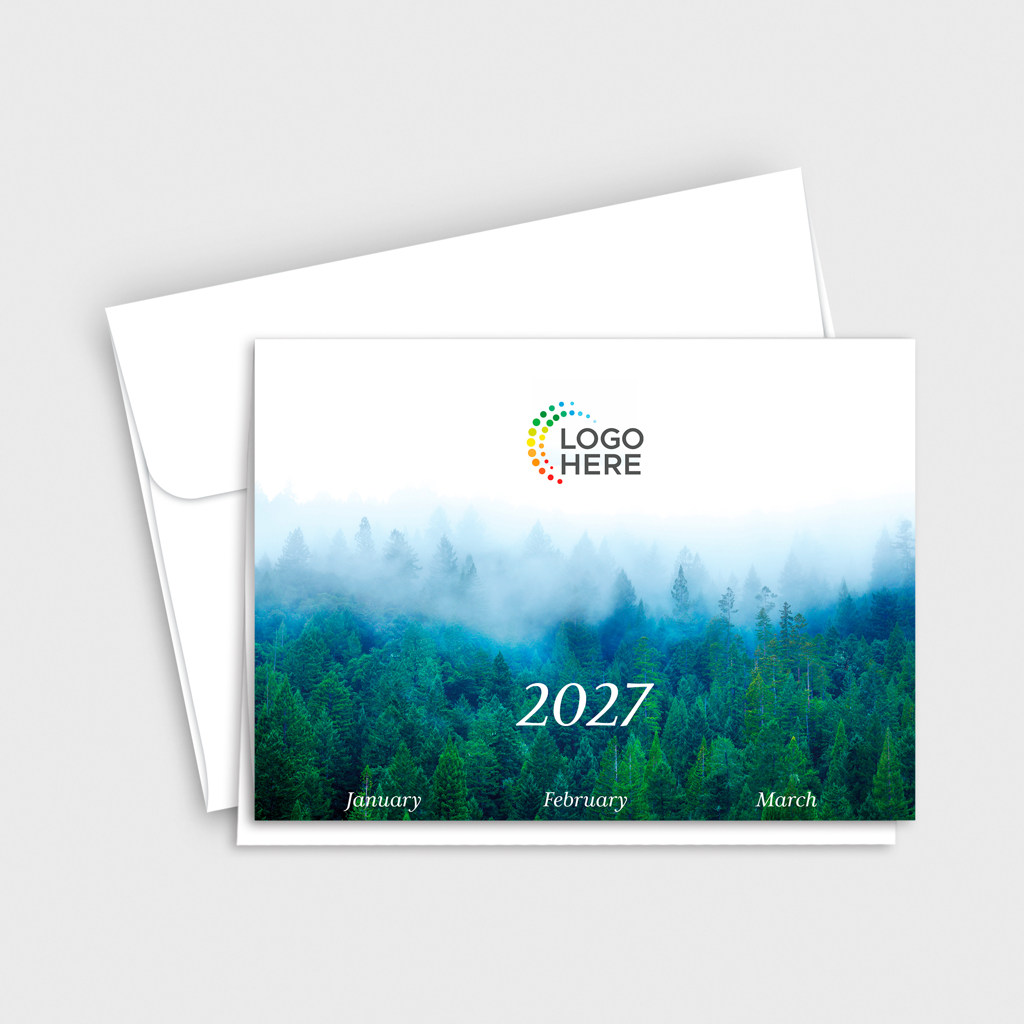 Misty Evergreens Logo Top Calendar Card D3502U-4A