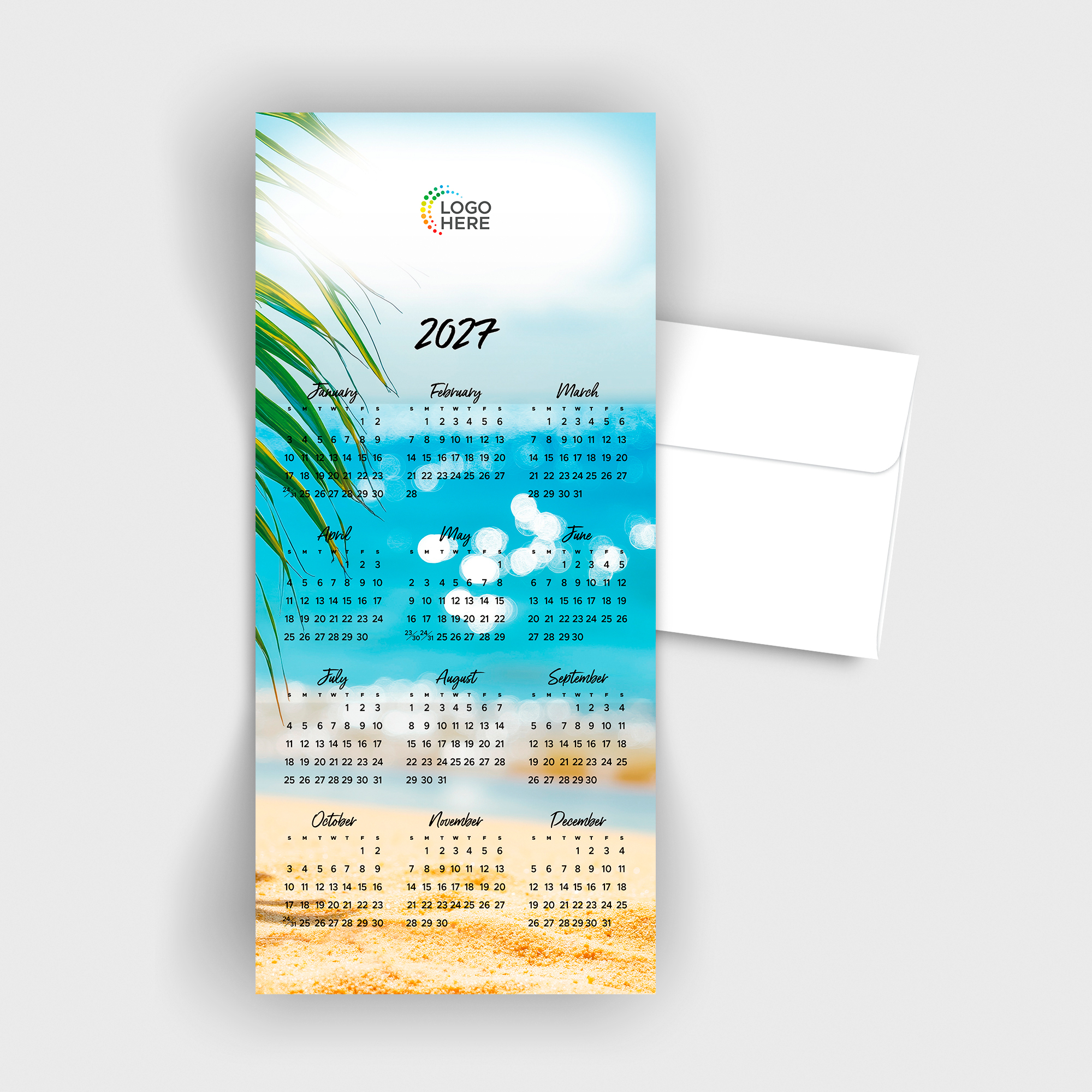 Sparkling Waters Logo Top Calendar Card D3503U-4A