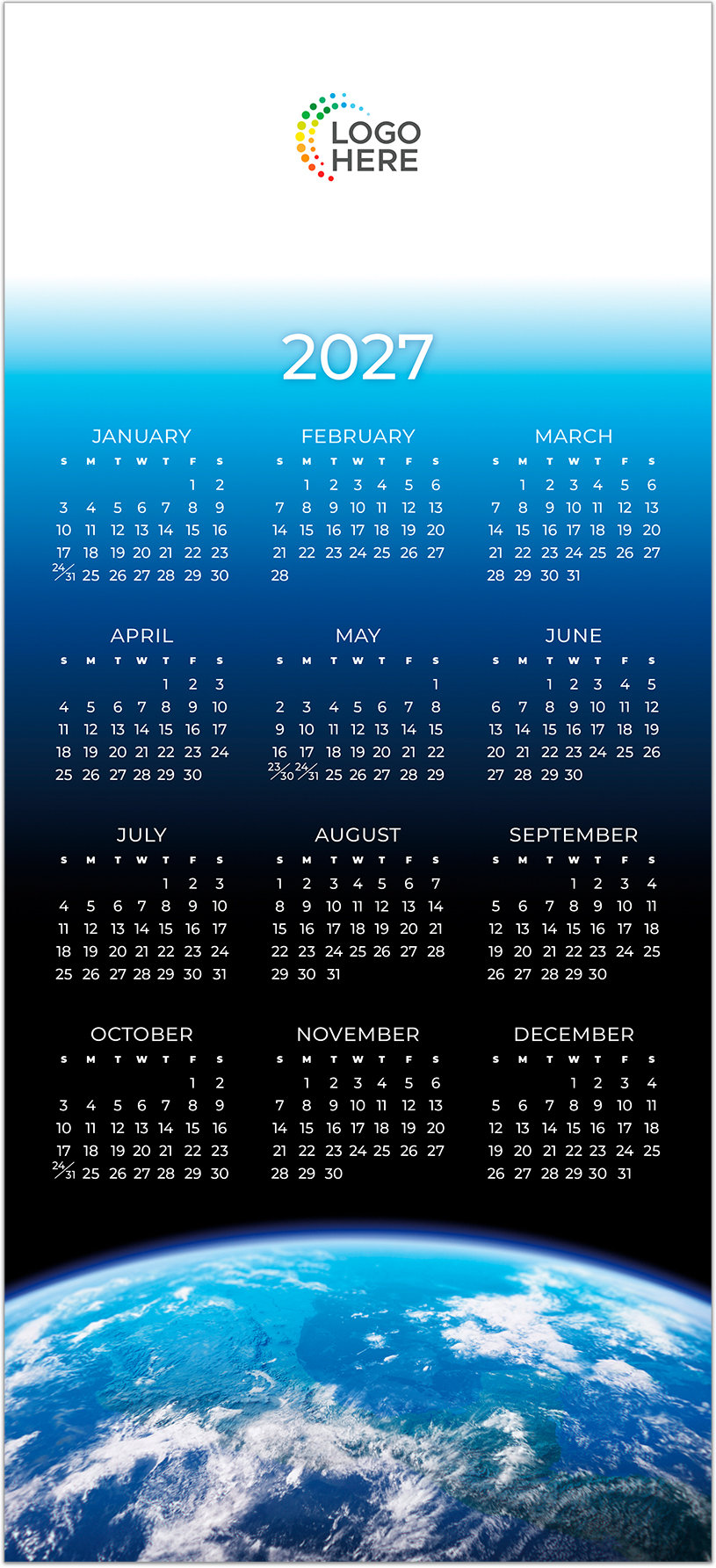 Universe Logo Top Calendar Card D3504U-4A