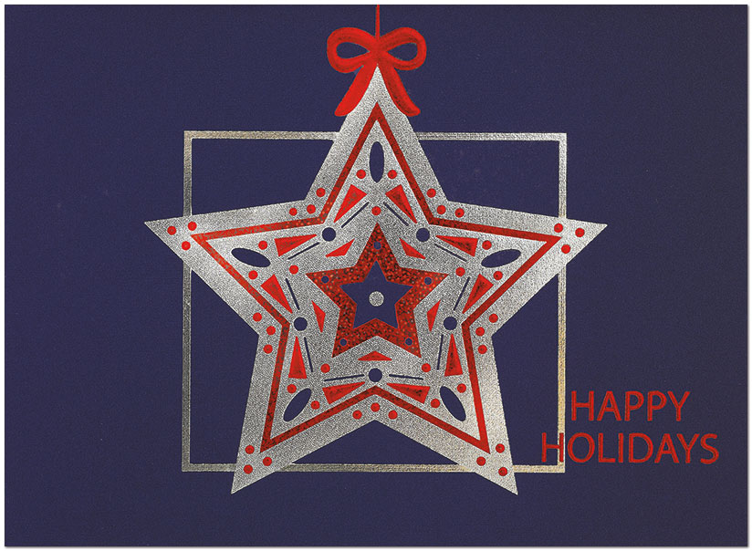 Exquisite Star Holiday Greeting Card Patriotic Holiday Cards
