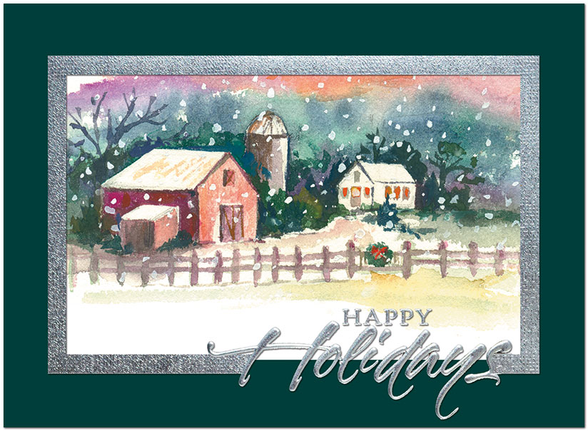 Winter Farm Holiday Card H1293U-AA