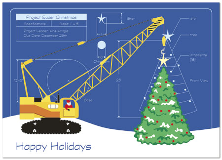 Tree Construction Holiday Greeting Card  Construction 