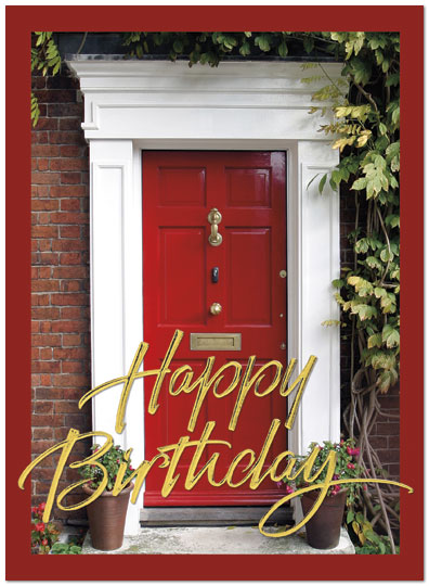 red door birthday card