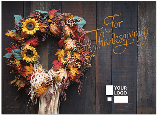 Thanksgiving Wreath Logo Card D4145U-4B