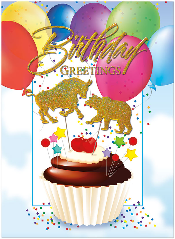 Wall Street Cupcake Birthday Card A5035U-X