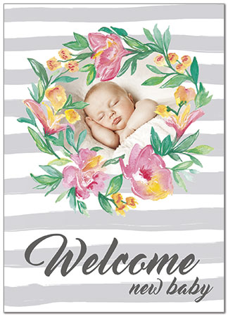Floral Baby Welcome Card D8056D-X