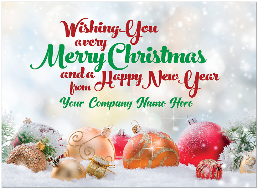 Seasonal Ornaments Name Card | Company Name Holiday Card | Posty Cards