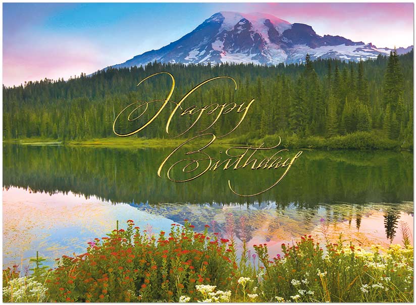 Mountain Reflections Birthday Card | Scenic Birthday Cards | Posty Cards