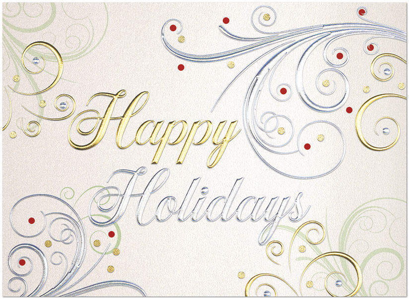 Elegant Swirls Holiday Card H9147G-4A