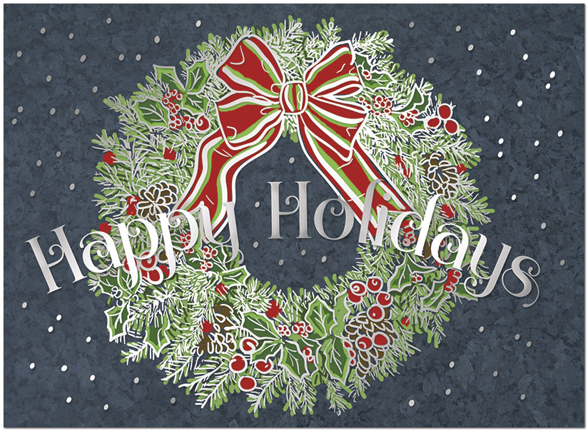 Graphic Wreath Holiday Card H9163U-A
