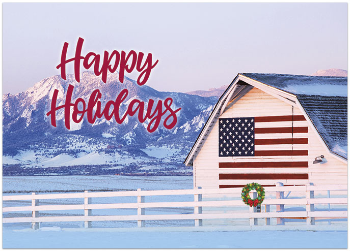 Patriotic Barn Holiday Card H9166D-A