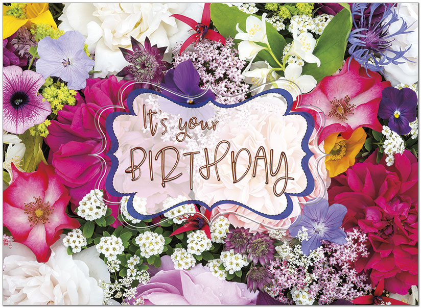 Colorful Floral Birthday Card A1409U-X
