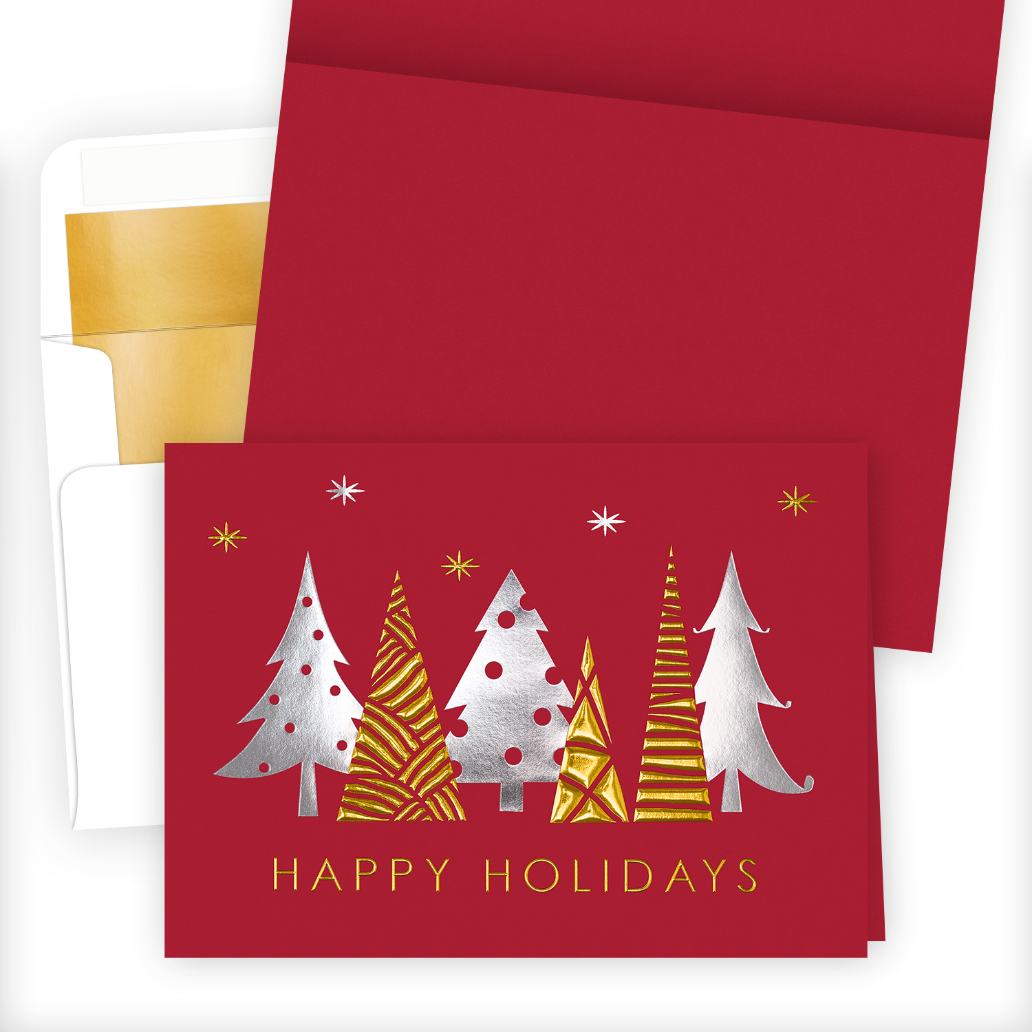 Enchanted Foil Tress Holiday Card H1520G-4A