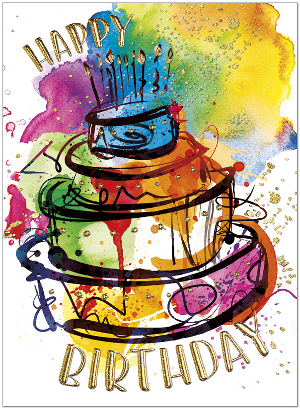 Colorful Cake Birthday Card A2255G-W