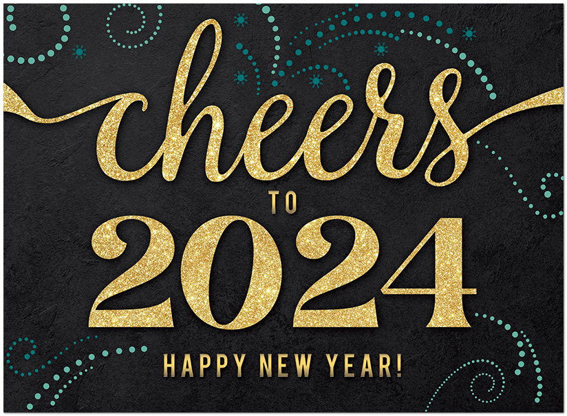 Cheers 2024 Greeting Card, New Year Cards