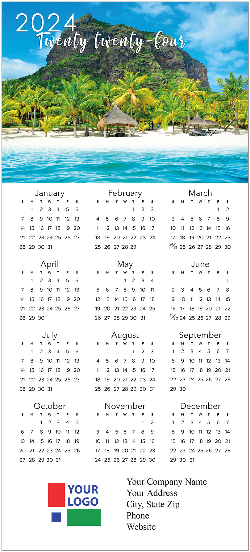 Tropical Calendar Card | Business Calendars | Posty Cards