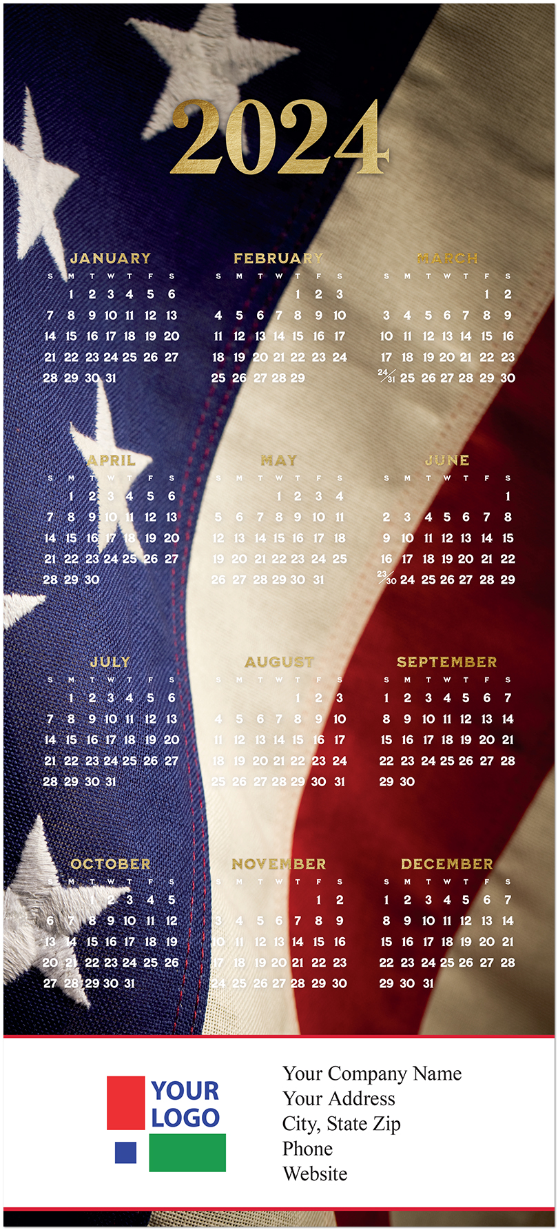 Old Glory Calendar Card C2580U-AA