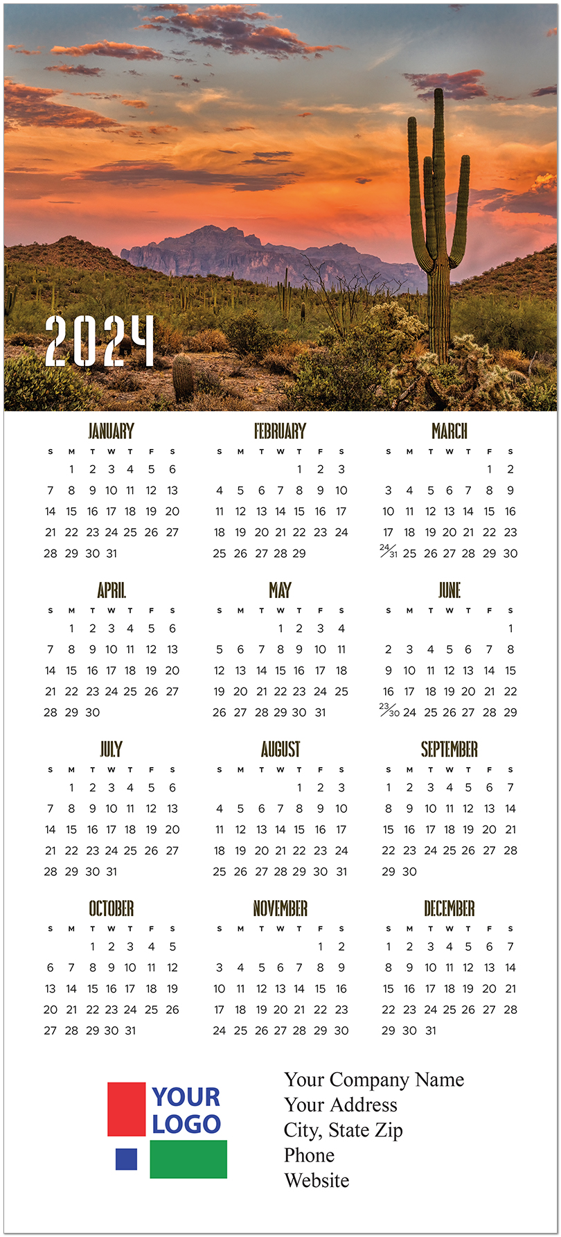 Southwest Sunset Calendar Card | Business Calendars | Posty Cards