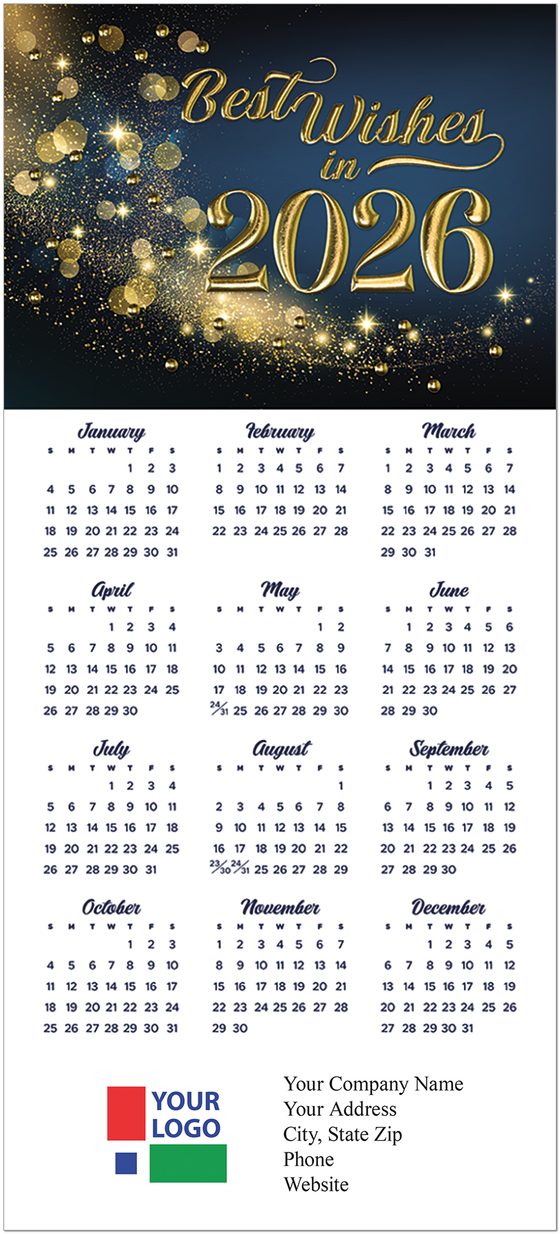 Bright Wishes Foil Calendar Card C2989U-AAA