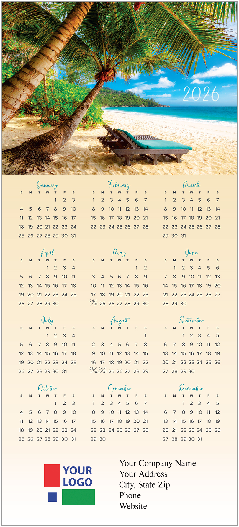 Tropical Oasis Calendar Card C2997U-AA