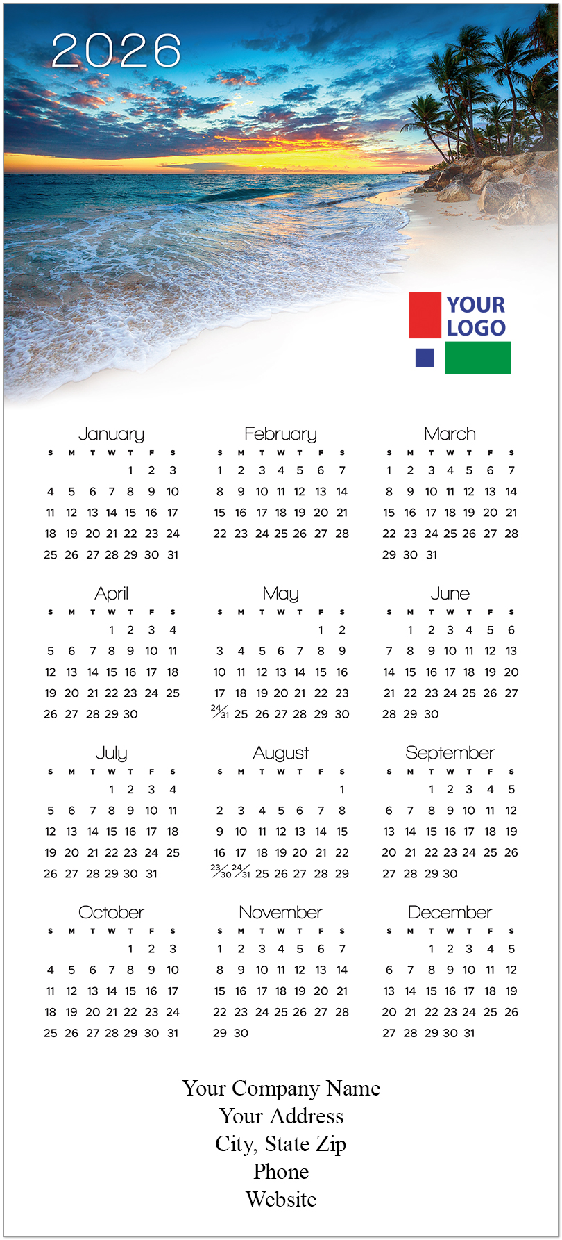 Shades of Blue Logo Calendar Card D3306U-4A