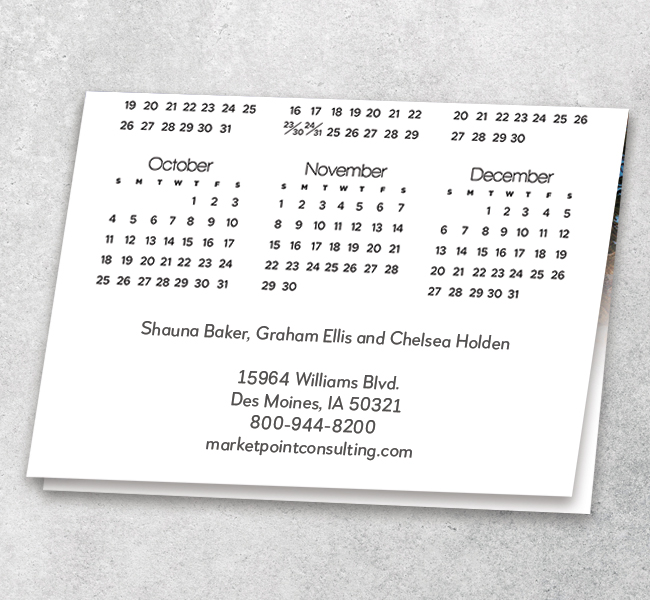 Shades of Blue Logo Calendar Card D3306U-4A