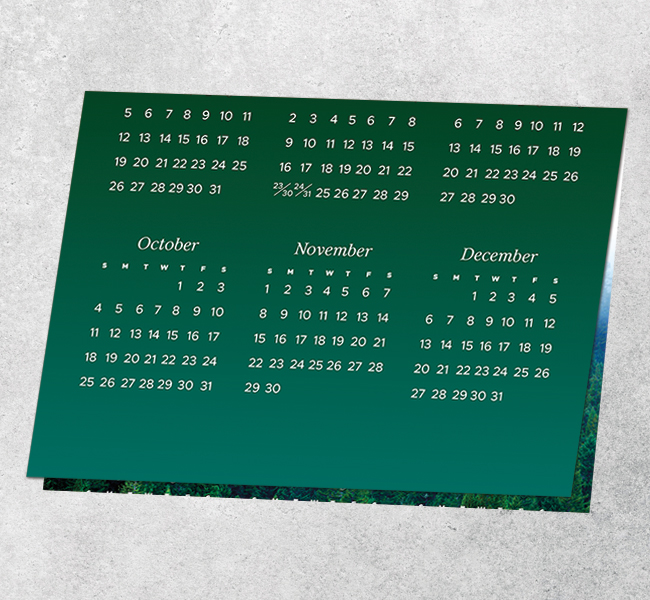 Misty Evergreens Logo Top Calendar Card D3308U-4A