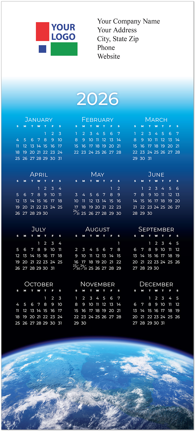 Universe Logo Top Calendar Card D3310U-4A
