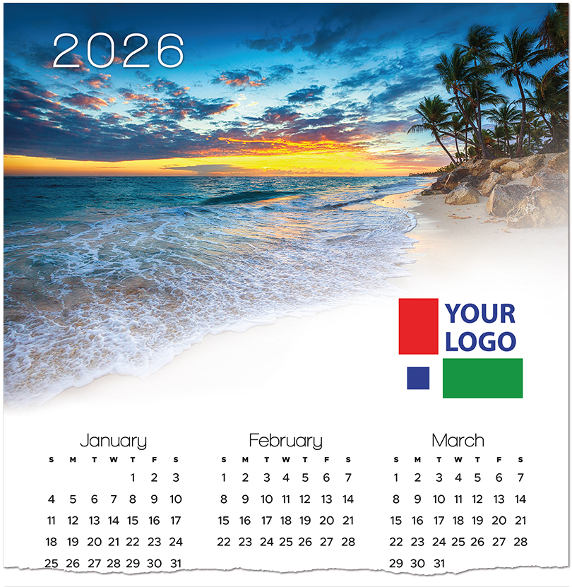 Shades of Blue Logo Calendar Card D3306U-4A