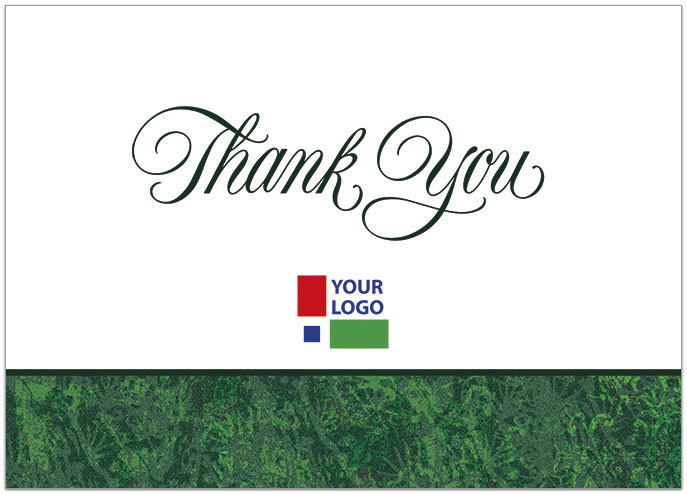 Green Border Logo Thank You Card D100D-V