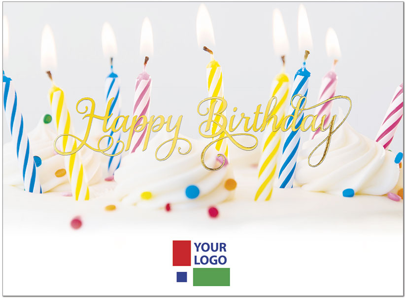 Cake and Candles Logo Birthday Card D8032U-4W